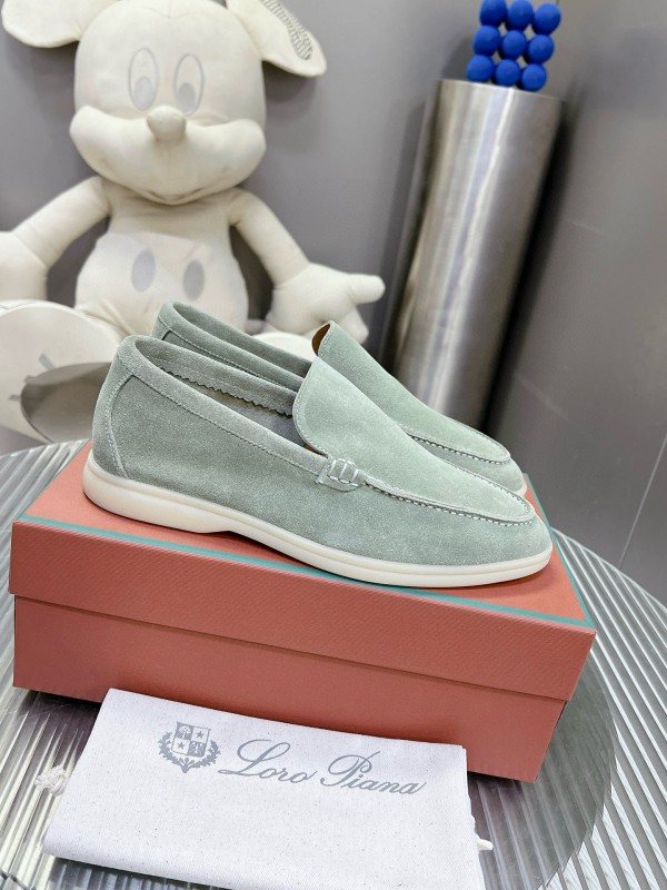 2024 Women LP Light Grey Suede Loafers MJ00270