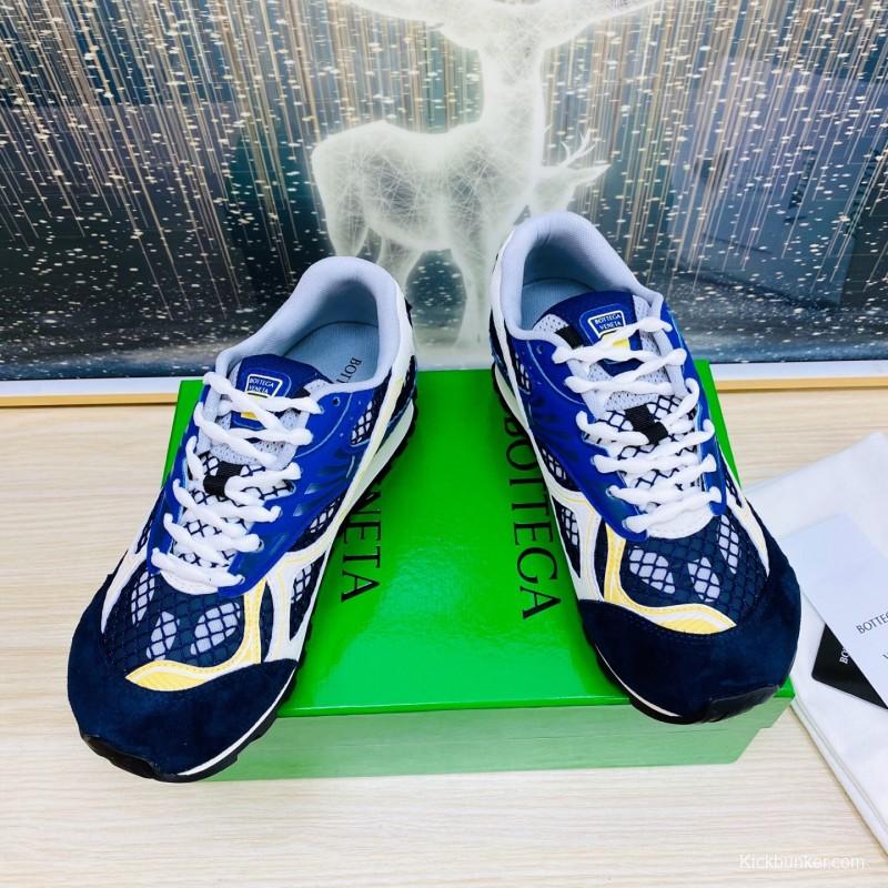 2025 Unisex Bottega Veneta Blue Yellow Black Mesh Sneakers LY00310