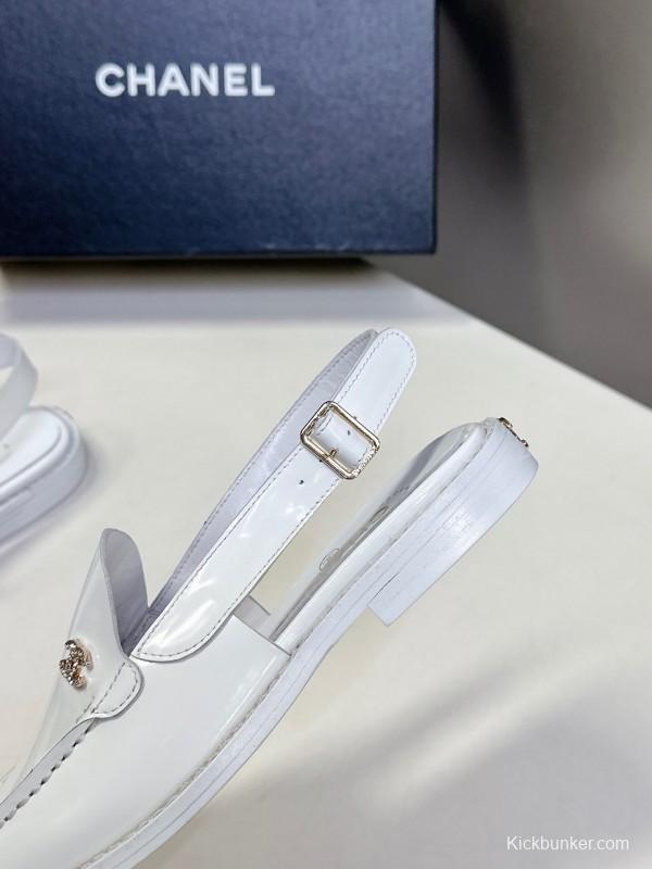 2025 Women Chanel White Leather Loafers