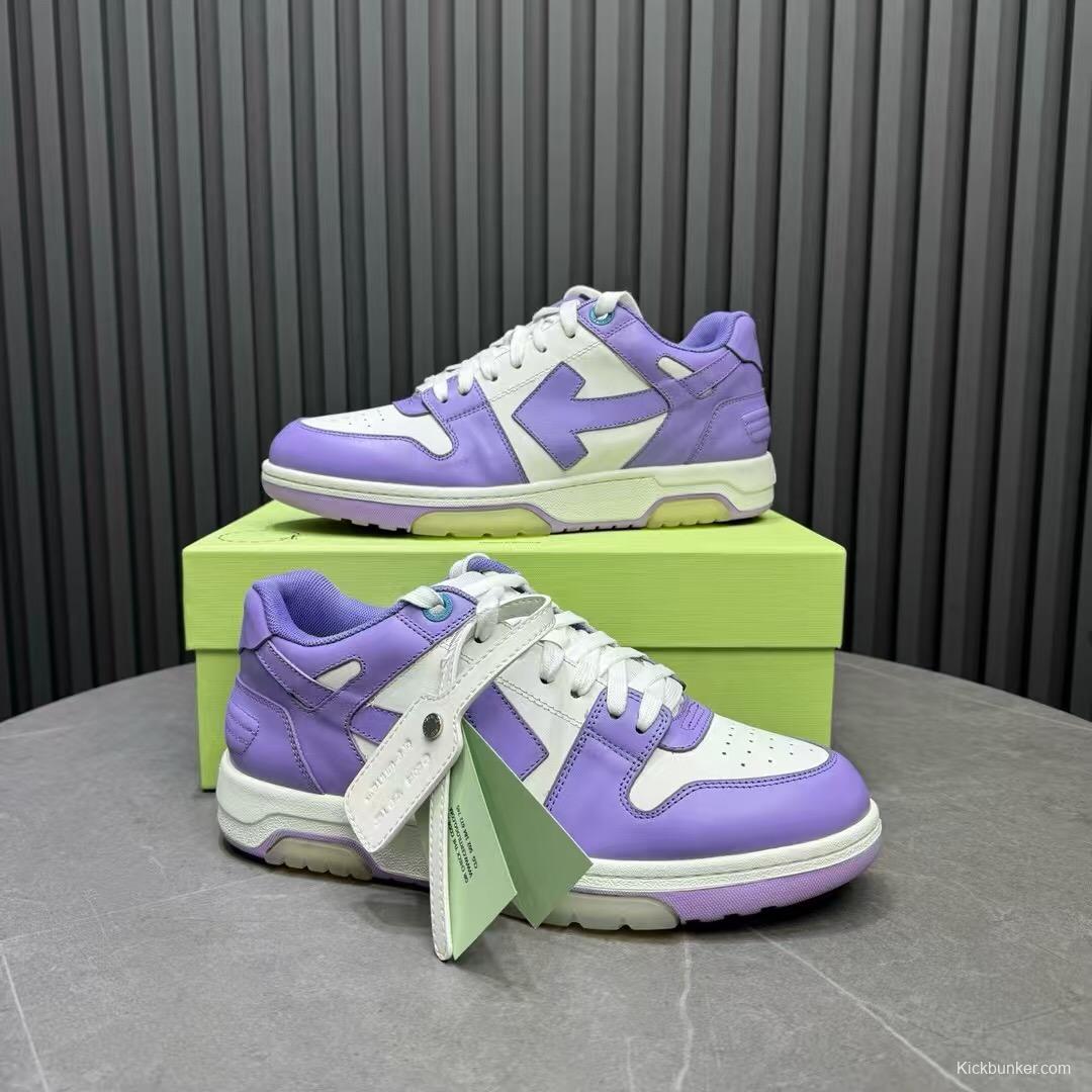 2025 Unisex Off-White Purple White Leather Sneakers KFY00320