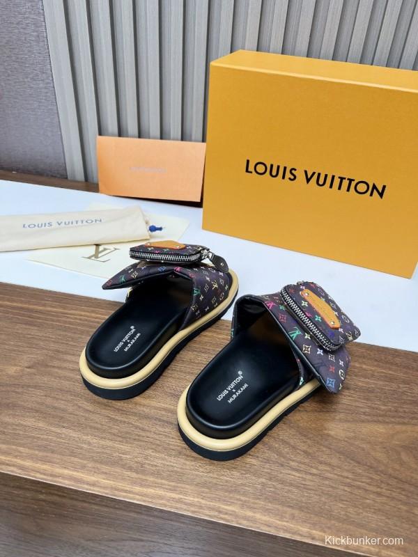 2025 Unisex Louis Vuitton Multicolor Leather Slippers KFY00230