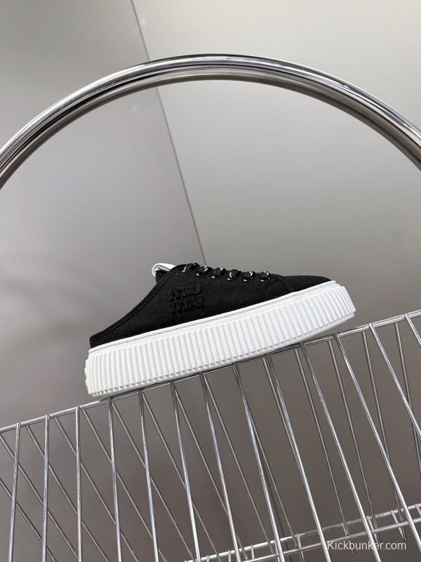 2025 Women Miu Miu Black Canvas Sneakers LY
