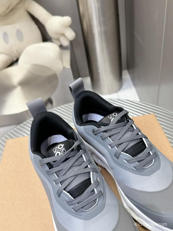 2025 Women Loewe Grey Mesh Leather Sneakers CloudTec Phase