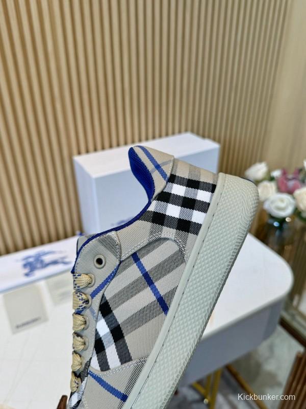 2024 Men Burberry Beige Black Cotton Casual Shoes MJ00320