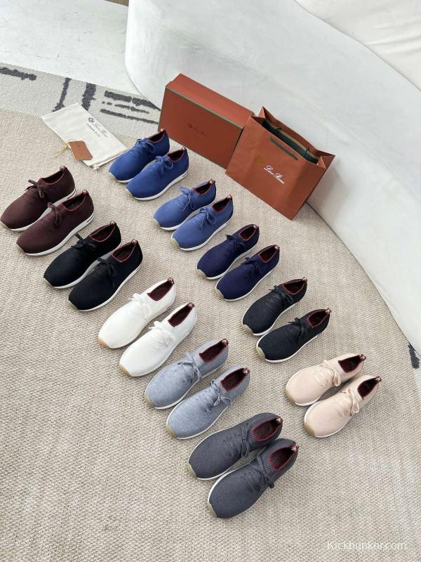 2024 Men Le Parmentier White Wool Blend Knit Sneakers MJ00330