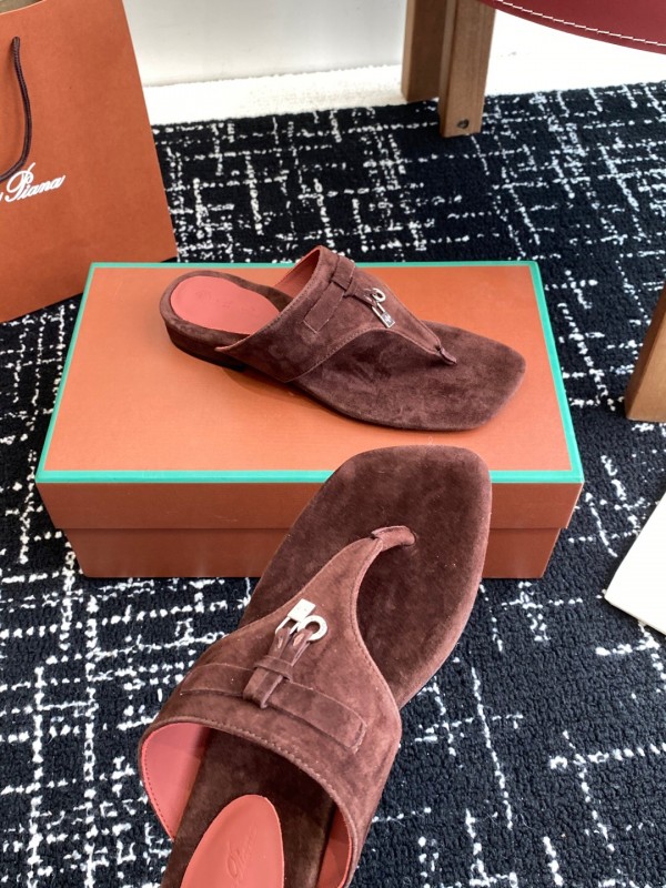 2025 Women Le Parmentier Brown Suede Slippers KFY00280