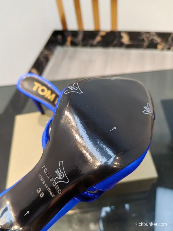 2025 Women TOM FORD Blue Velvet High Heel Mules