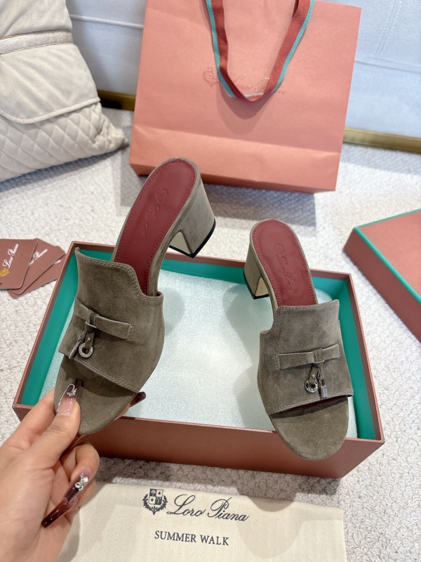 2025 Women LP Grey Suede Sandals