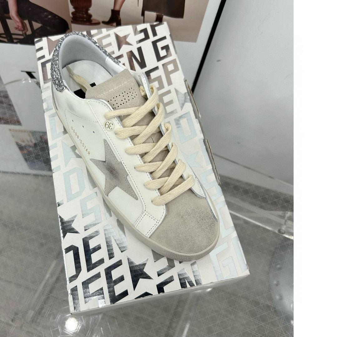 2024 Women GGDB White Grey Leather Suede Sneakers
