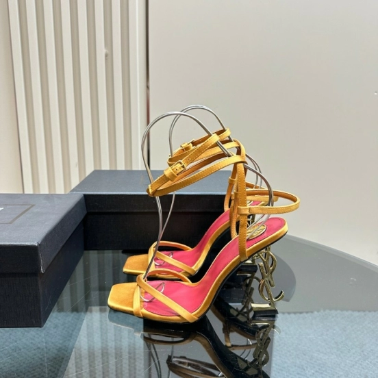 2025 Women Yves Saint Laurent Yellow Leather Sandals