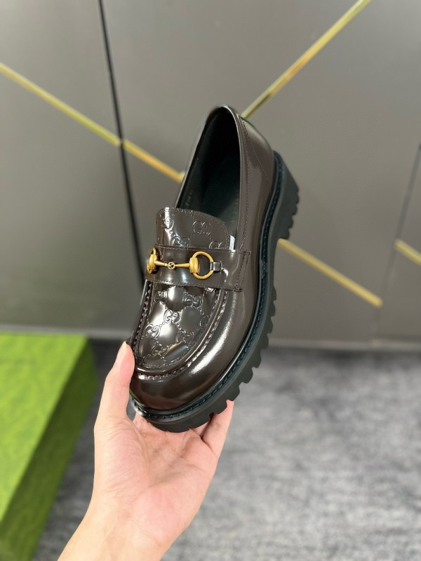 2024 Women Gucci Black Calf Leather Loafers MJ00300
