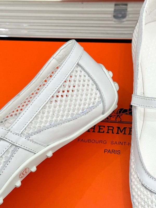 2025 Women Hermès White Mesh Mary Jane