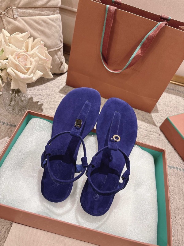 2025 Women LP Blue Suede Sandals