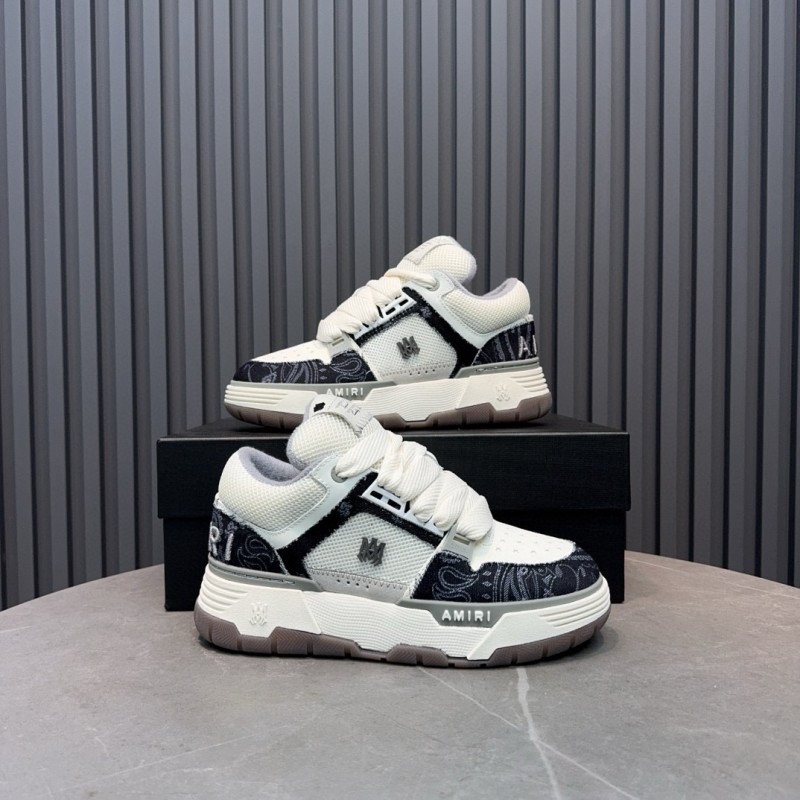 2024 Unisex Amiri White Black Leather Sneakers MJ00360