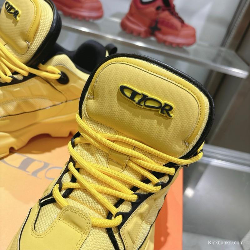 2024 Unisex Dior Yellow Leather Sneakers MJ00380