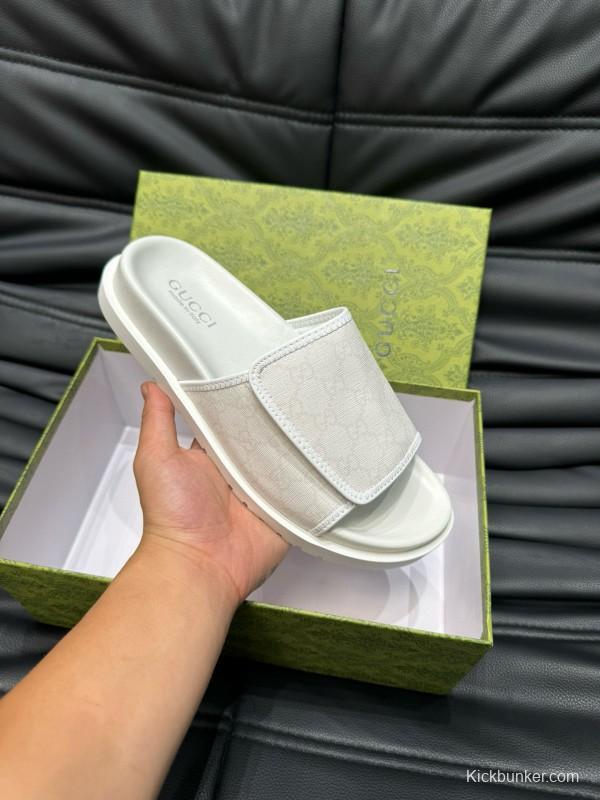 2024 Gucci White Fabric Slippers MJ00200