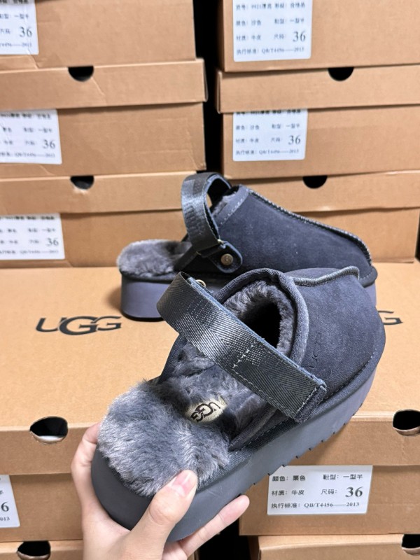 2024 Women UGG Grey Suede Slip-On Slippers MJ00170