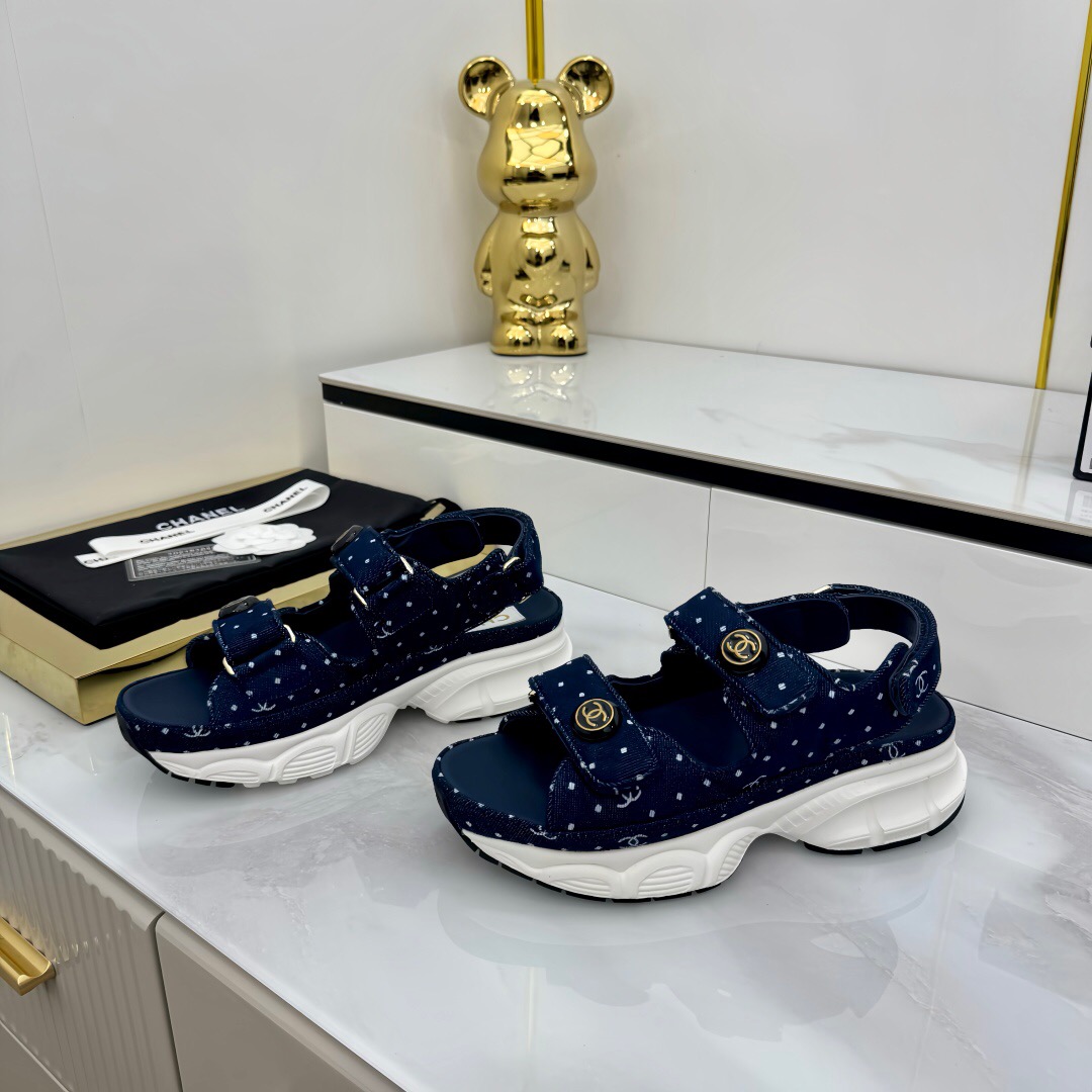 2025 Women Chanel Navy Denim Sandal Sneakers LY00330