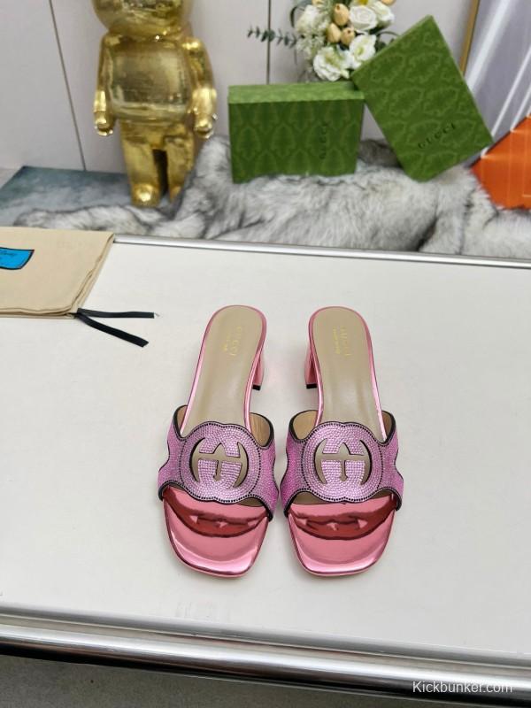 2025 Gucci Pink Leather Slippers
