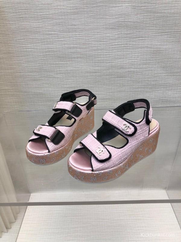 2025 Women Chanel Pink Leather Sandals LY00330