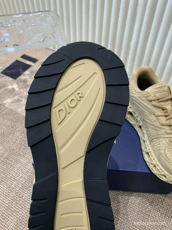 2024 Unisex Dior beige mesh leather sneakers MJ00400