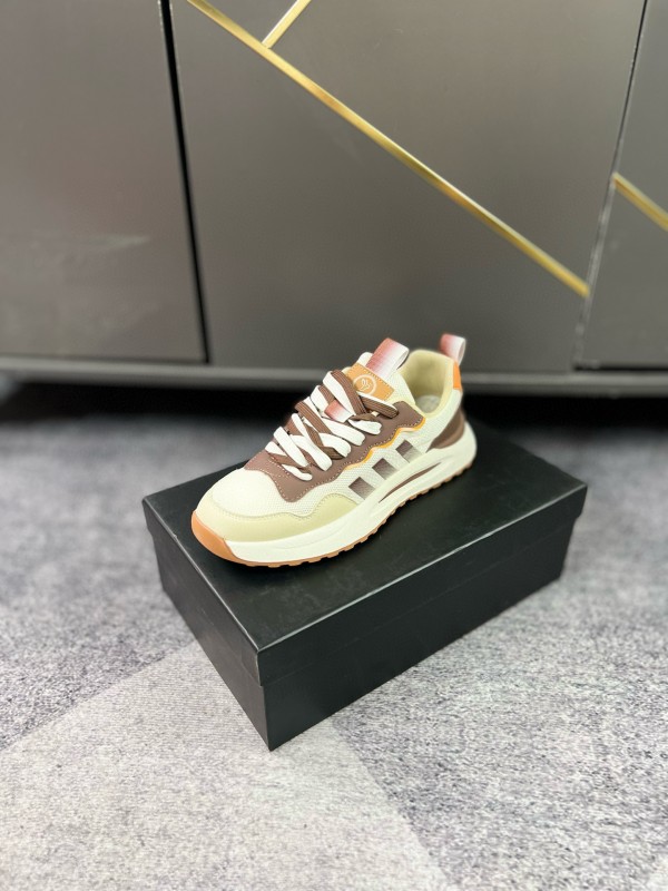 2024 Unisex Armani Beige Brown Pink Leather Mesh Casual Shoes MJ00230