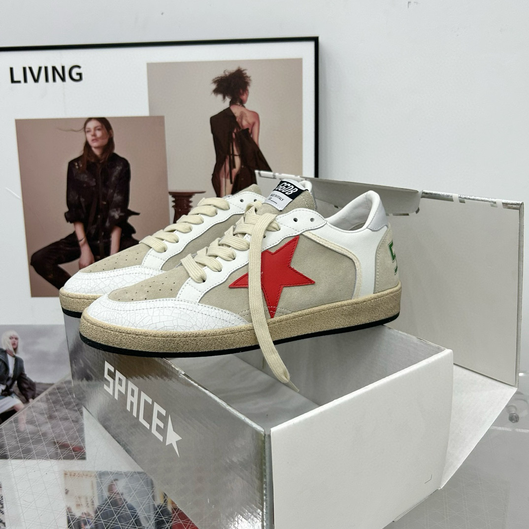 2024 Unisex GGDB White Beige Red Suede Leather Low-Top Sneakers MJ00260