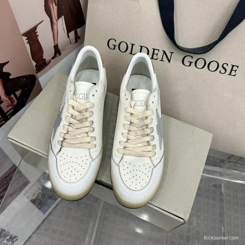 2024 Unisex GGDB White Silver Glitter Leather Sneakers MJ00260