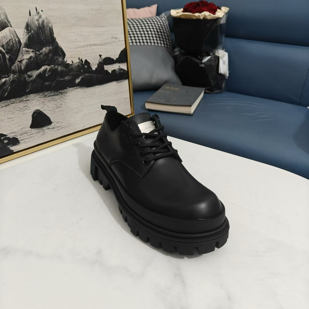 2024 Men Dolce & Gabbana Black Leather Derby MJ00310