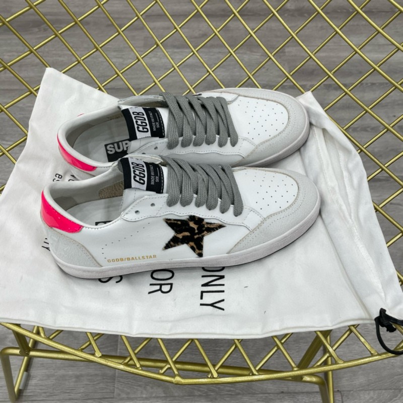 2024 Unisex GGDB White Pink Leopard Print Leather Suede Low Top Sneakers MJ00260