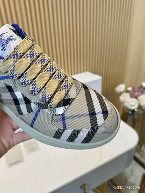 2024 Men Burberry Beige Black Cotton Casual Shoes MJ00320