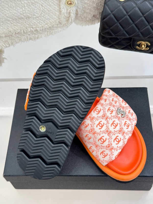 2025 Slippers Chanel Orange Nylon Slippers