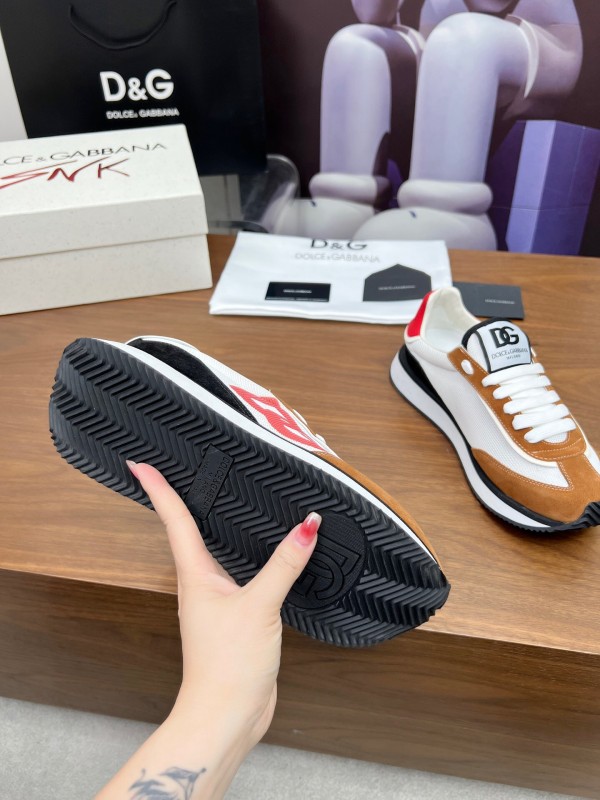 2025 Unisex Dolce & Gabbana White Red Black Suede Mesh Sneakers LY00300(F)/LY00301(M)