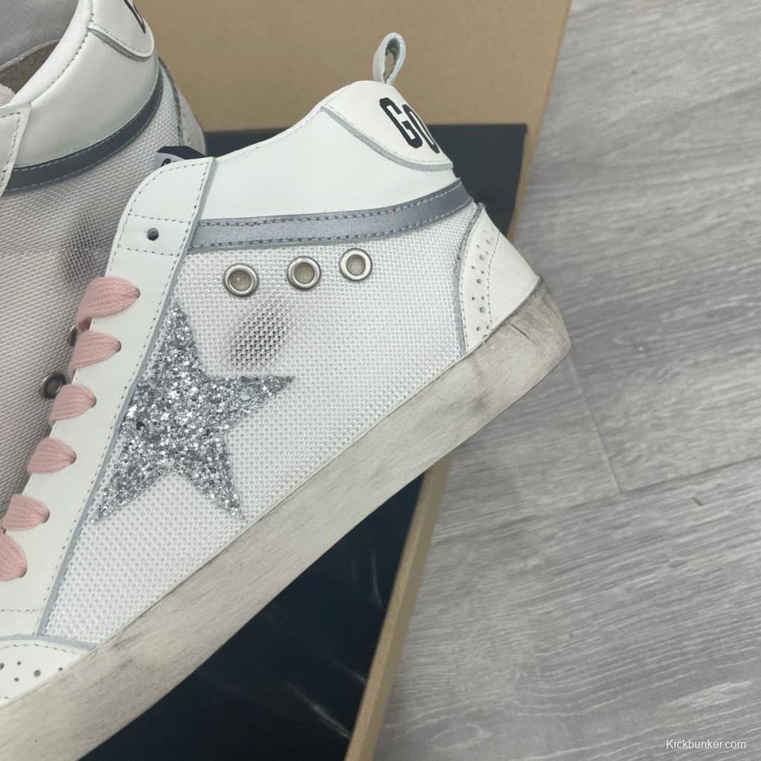 2024 Unisex GGDB White Pink Grey Leather Mesh High Top Sneakers MJ00300