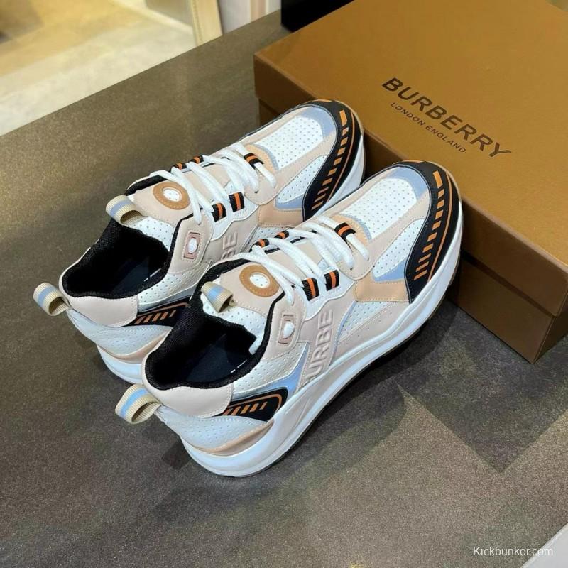 2025 Unisex Burberry Beige White Black Leather Suede Mesh Chunky Sneakers MJ00380(F/W)