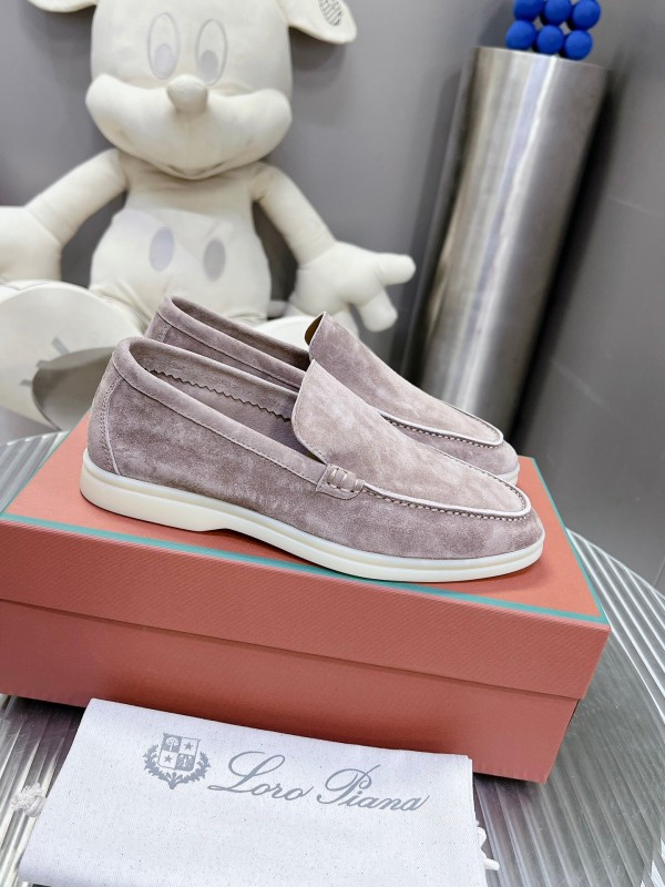 2025 Unisex Philipp Plein Taupe Calf Suede Loafers Soft Latex Sole LY00260