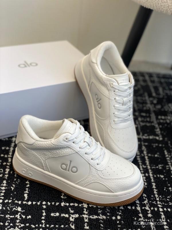 2025 Women Alo White Leather Casual Sneakers KFY00280