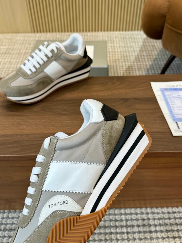 2025 Unisex TOM FORD White Grey Black Leather Suede Sneakers LY00360(F)/LY00370(M)