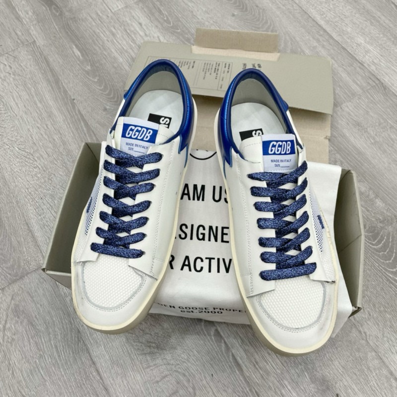 2024 Unisex GGDB White Blue Leather Sneakers STARDAN