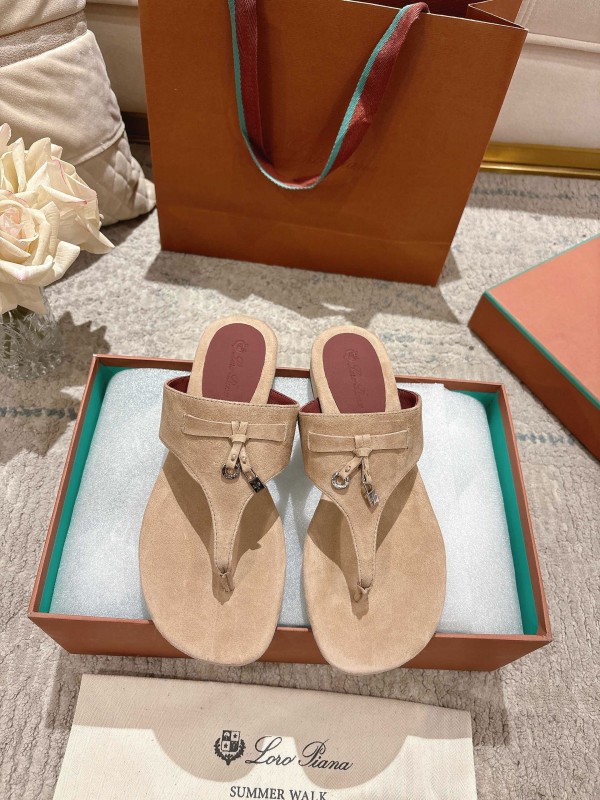 2025 Slippers LP Beige Suede Thong Sandal LY00250