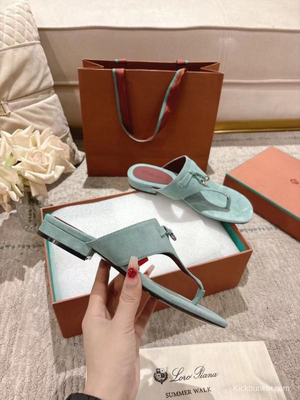 2025 Women Le Parmentier Mint Suede Slippers LY00250