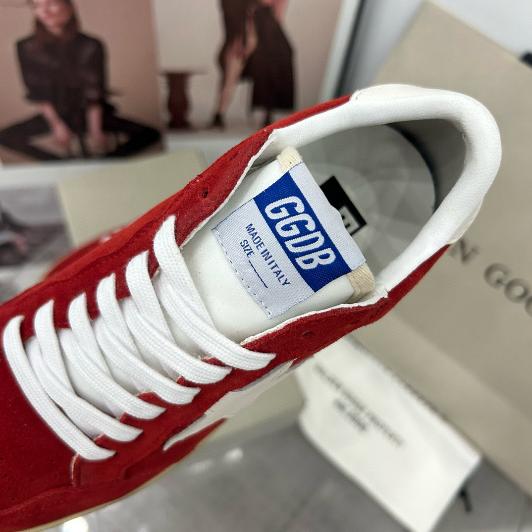 2024 Women GGDB Red Suede White Star Low-Top Sneakers MJ00260