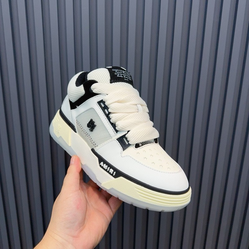 2024 Unisex Amiri White Black Leather Sneakers MJ00360