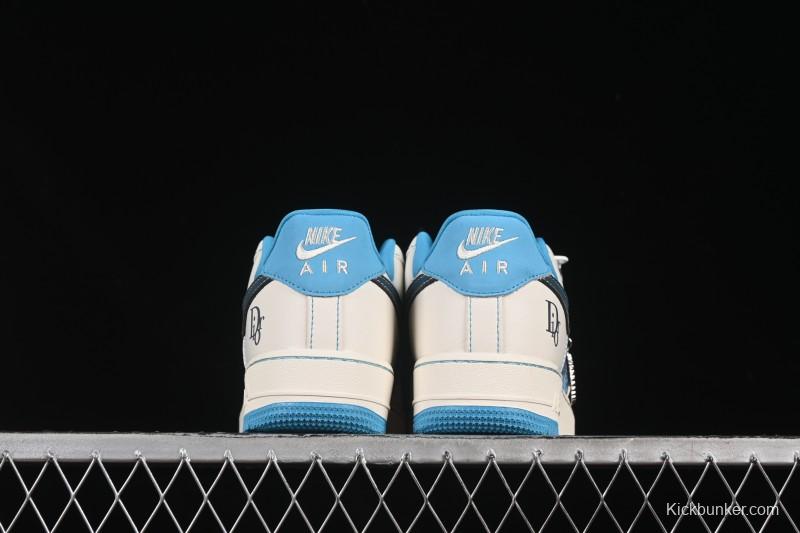 Nike Air Force 1 '07 Low Dior Collaboration Stone Blue Low-Top Casual Sneakers - KK1988-088