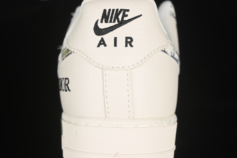 Nike Air Force 1 '07 Low Dior Collaboration Gray Floral Low-Top Casual Sneakers - DF0188-064