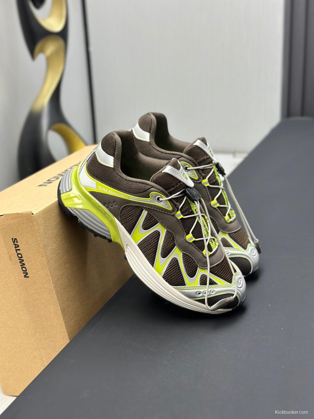 2025 Unisex SALOMON Black White Cream Leather Mesh Sneakers KFY00320