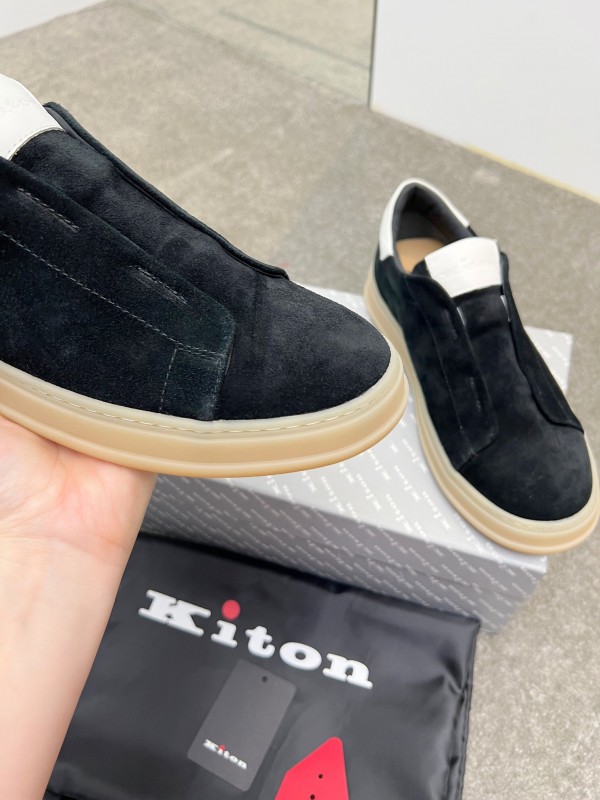 2025 Men Kiton Apricot Calf Suede Slip-On Casual Shoes AS00320
