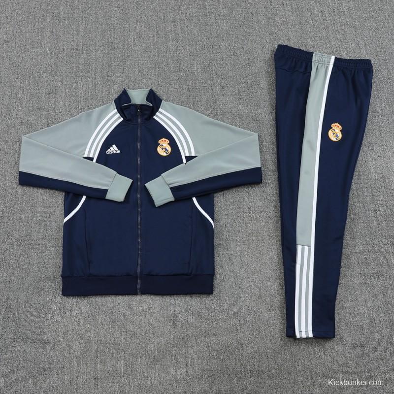25/26 Real Madrid Navy/Grey Full Zipper Jacket +Long Pants