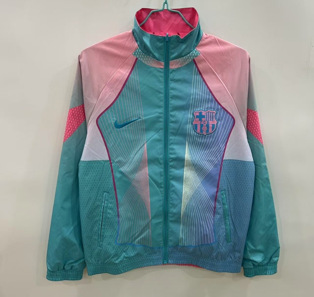 25/26 FC Barcelona Teal & Pink Training Windbreaker with Geometric Pattern