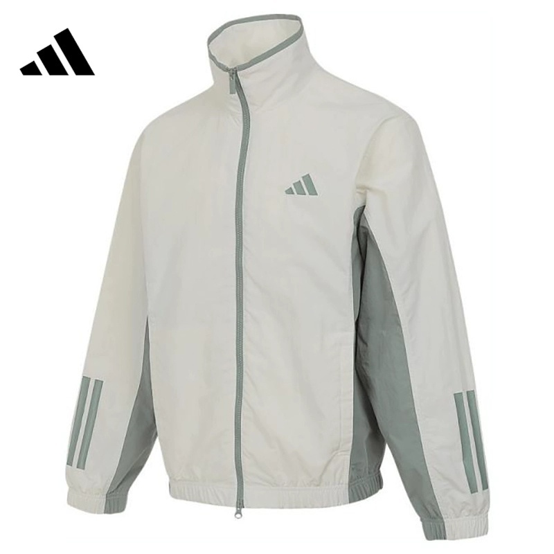 2025 Adidas Cream Colored Nylon Taslon Full Zipper Windbreaker